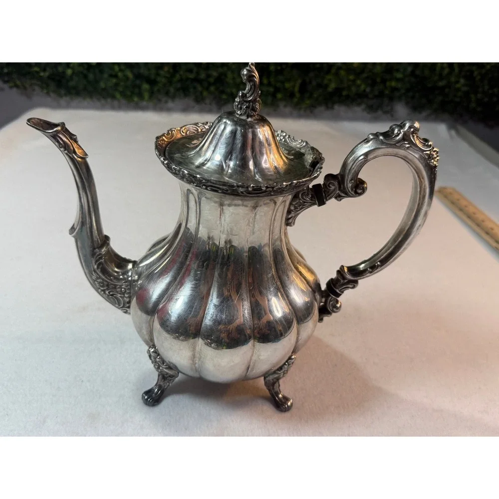 Vintage MCM Silverplate Coffee Pot Ornate‎ Victorian Style Teapot Decorative